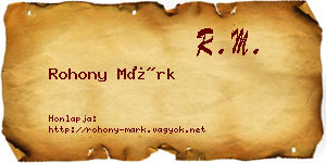 Rohony Márk névjegykártya